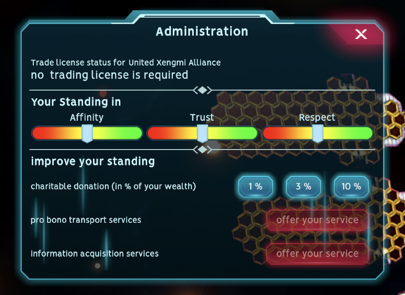 an example screen showing player’s standing